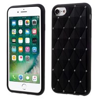Étui en silicone noir avec diamant iPhone 7 8 SE 2020 SE 2022 Pierres brillantes