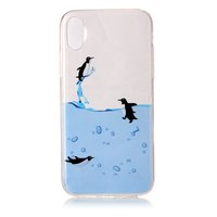 Coque iPhone X XS transparente TPU pingouin eau
