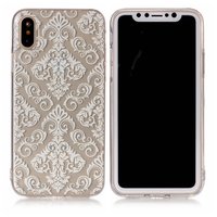 Coque iPhone X XS transparente aux lignes blanches ornées