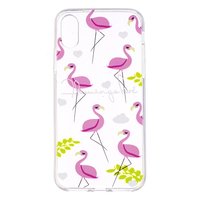 Étui transparent pour iPhone X XS rose flamant rose