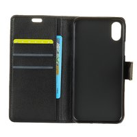 Portefeuille noir iPhone X XS housse portefeuille cuir noir - Bibliothèque