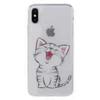 Coque iPhone X XS transparente pour chat - Blanc Gris Transparent