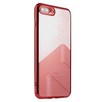Coque en TPU Sulada Transparent pour iPhone 7 Plus 8 Plus - Rouge Métallisé