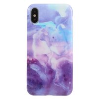 Coque Pastel Aquarelle Artistique TPU iPhone X XS - Violet Rose Bleu