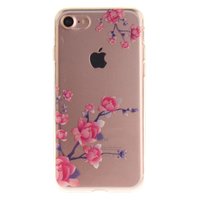 Coque iPhone 7 8 SE 2020 SE 2022 Transparent Blanches Branches TPU - Rose Violet