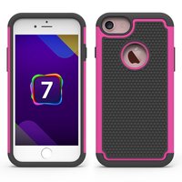 Étui en plastique en silicone en deux parties pour iPhone 7 8 - Rose Noir