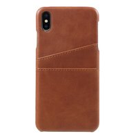 Étui à cartes en cuir synthétique pour iPhone XS Max - Marron