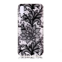 Coque iPhone XS Max en TPU Transparent Fleurs de Henné - Noire
