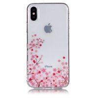 Coque TPU Flexible Transparente pour petites fleurs iPhone X XS - Rose