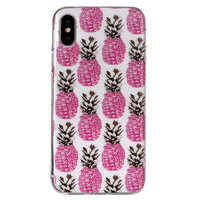Coque souple en TPU rose ananas pour iPhone XS Max - Étui blanc