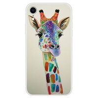 Coque en TPU souple avec coque iPhone XR à imprimé girafe - Transparente
