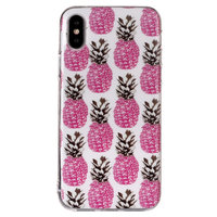 Coque TPU Ananas Rose Coque iPhone X XS - Coque Blanche
