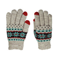 Gants tricotés pour écran tactile d'hiver - Flocons de neige Gris