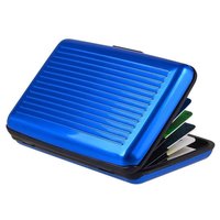 Porte-cartes en aluminium en métal non magnétique - 6 compartiments bleu