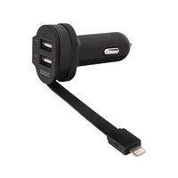 Xqisit Dual USB Cigarette Plug Chargeur de voiture Lightning - Noir 6A