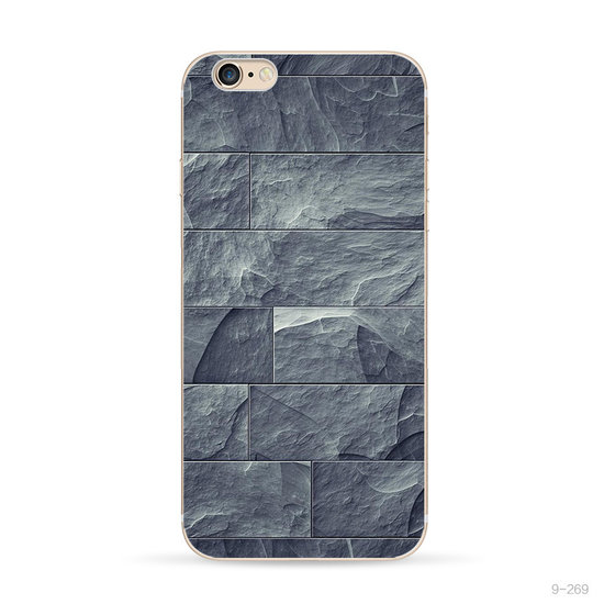 Coque en pierre naturelle gris-bleu iPhone 6 6s Housse en silicone Coque en pierre