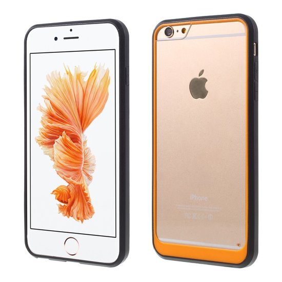 Coque Hybride Antichoc pour iPhone 6 6s Noir Orange Transparent