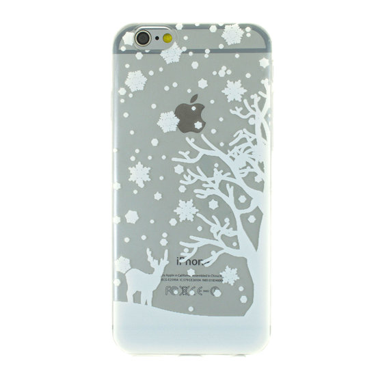 Housse de protection pour iPhone 6 6s en silicone blanc d'hiver de Noël