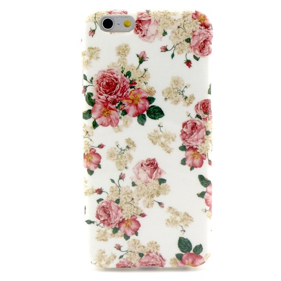 Coque de protection classique avec roses blanches et roses compatible avec iPhone 6 6S