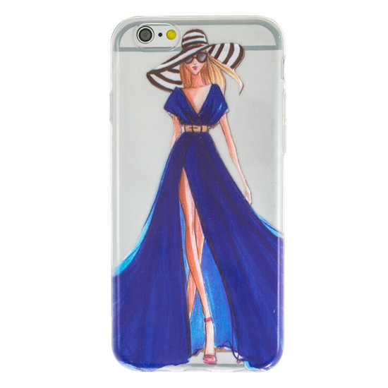 Robe fille élégante coque TPU iPhone 6 6s - Rayures bleues - Transparente